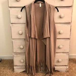 Camel color fringe vest